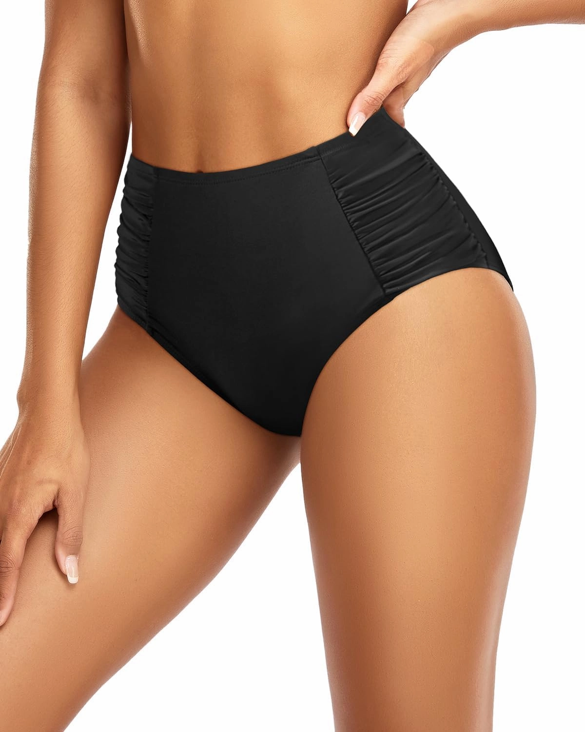 Tempt Me Women High Waisted Bikini Bottoms Full Coverage Swimsuit Bottoms Ruched Bathing Suit Bottom