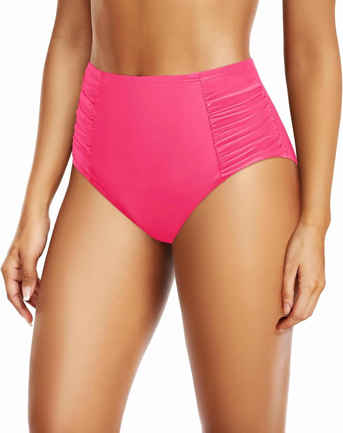 Tempt Me Women High Waisted Bikini Bottoms Full Coverage Swimsuit Bottoms Ruched Bathing Suit Bottom