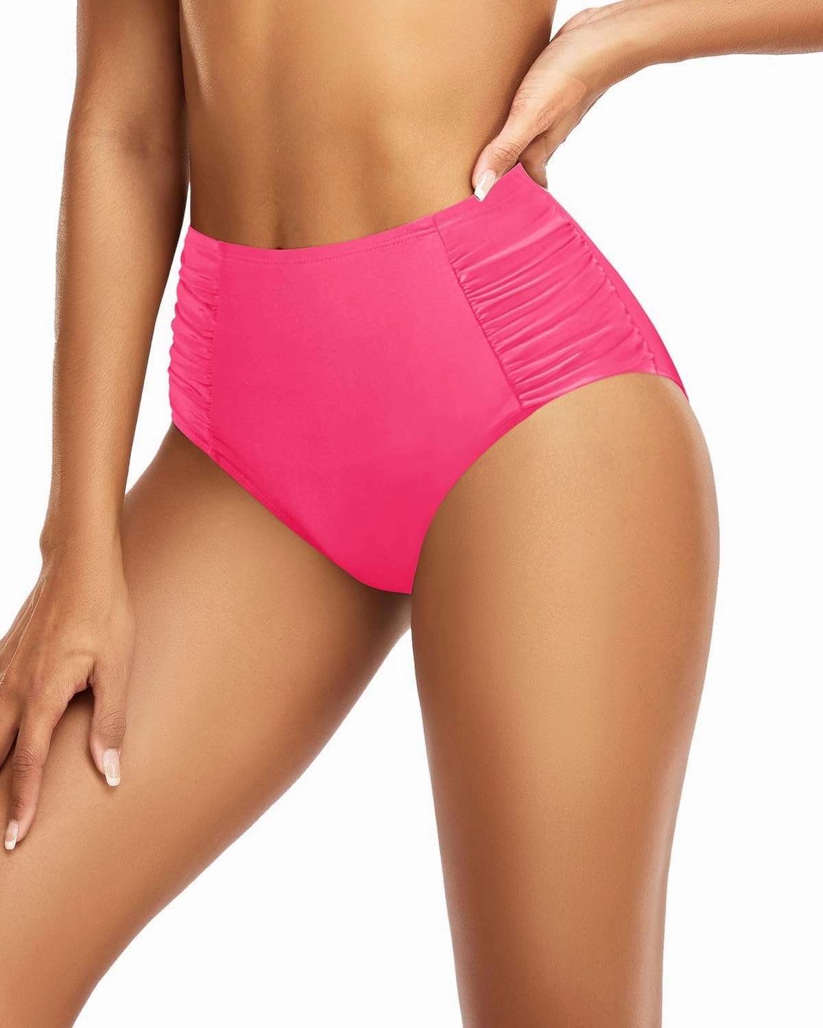 Tempt Me Women High Waisted Bikini Bottoms Full Coverage Swimsuit Bottoms Ruched Bathing Suit Bottom