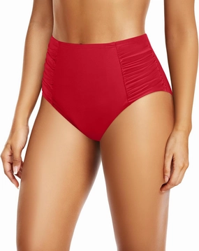 Tempt Me Women High Waisted Bikini Bottoms Full Coverage Swimsuit Bottoms Ruched Bathing Suit Bottom