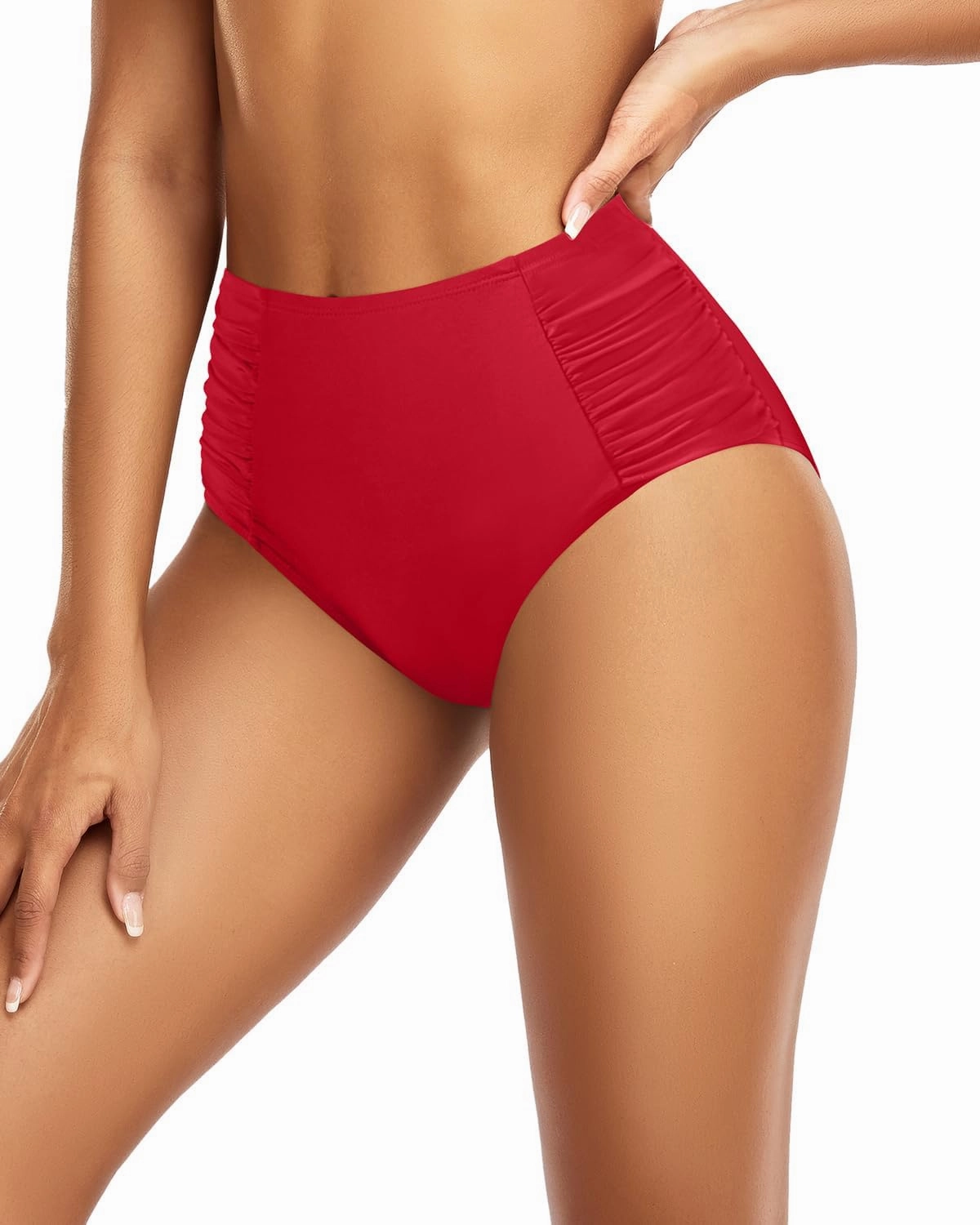 Tempt Me Women High Waisted Bikini Bottoms Full Coverage Swimsuit Bottoms Ruched Bathing Suit Bottom