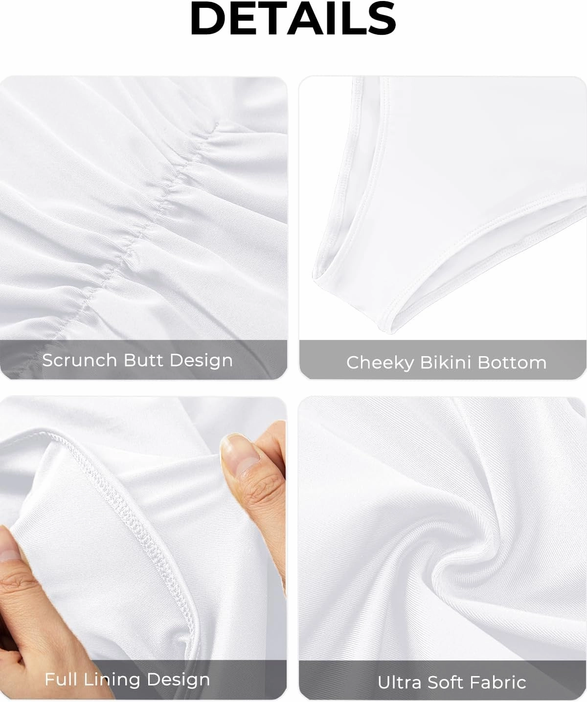 Tempt Me Women High Waisted Cheeky Bikini Bottoms Tummy Control Scrunch Butt Swim Bottom Only