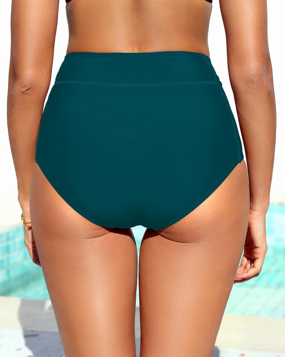 Tempt Me Women High Waisted Swimsuit Bikini Bottoms - Tummy Control Swim Bottom Full Coverage Bathing Suit with Pockets 2025