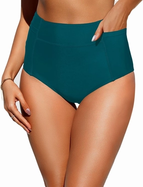Tempt Me Women High Waisted Swimsuit Bikini Bottoms - Tummy Control Swim Bottom Full Coverage Bathing Suit with Pockets 2025