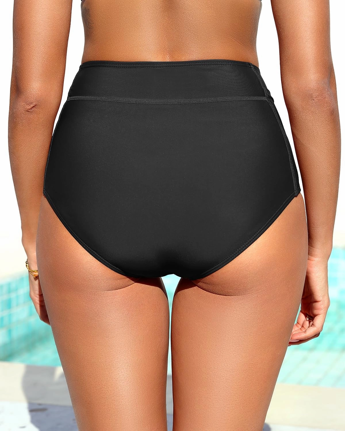 Tempt Me Women High Waisted Swimsuit Bikini Bottoms - Tummy Control Swim Bottom Full Coverage Bathing Suit with Pockets 2025