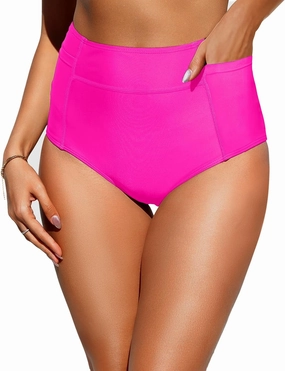 Tempt Me Women High Waisted Swimsuit Bikini Bottoms - Tummy Control Swim Bottom Full Coverage Bathing Suit with Pockets 2025