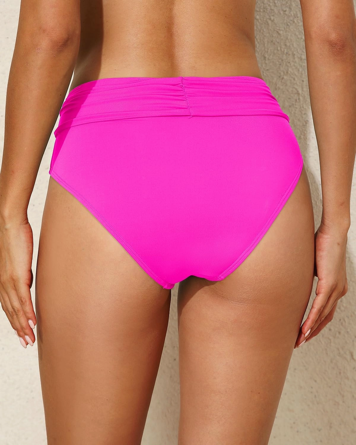 Tempt Me Women Mid Rise Bikini Bottoms Full Coverage Swimsuit Ruched Scrunch Swim Bottom