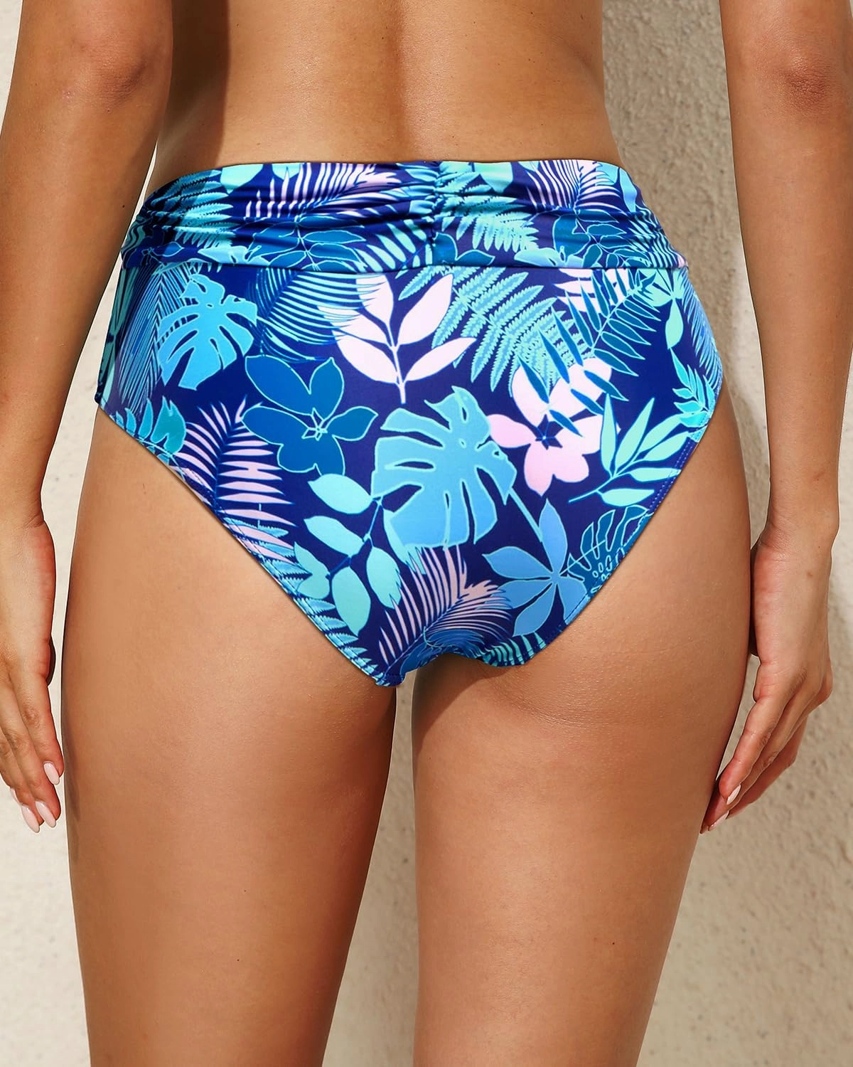 Tempt Me Women Mid Rise Bikini Bottoms Full Coverage Swimsuit Ruched Scrunch Swim Bottom