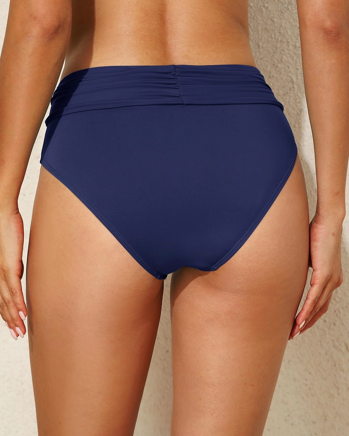 Tempt Me Women Mid Rise Bikini Bottoms Full Coverage Swimsuit Ruched Scrunch Swim Bottom
