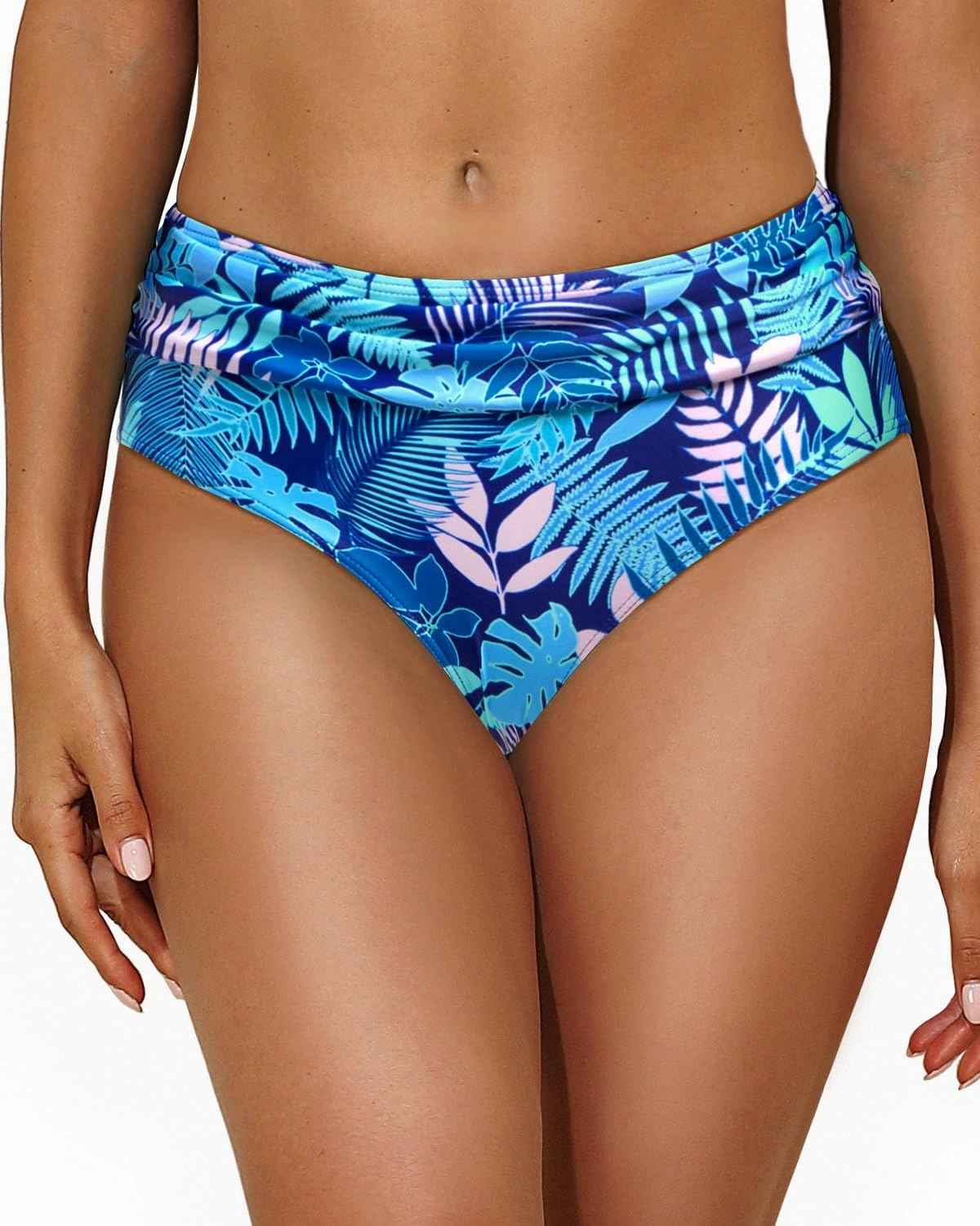 Tempt Me Women Mid Rise Bikini Bottoms Full Coverage Swimsuit Ruched Scrunch Swim Bottom