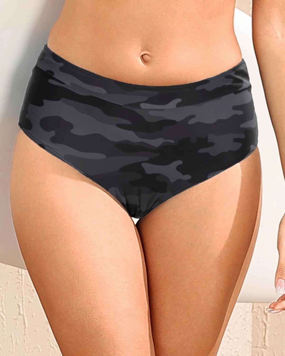 Tempt Me Women Mid Waist Bikini Bottoms - Full Coverage Bathing Suit Swim Bottom Swimsuit Swimwear