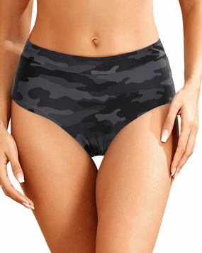 Tempt Me Women Mid Waist Bikini Bottoms - Full Coverage Bathing Suit Swim Bottom Swimsuit Swimwear