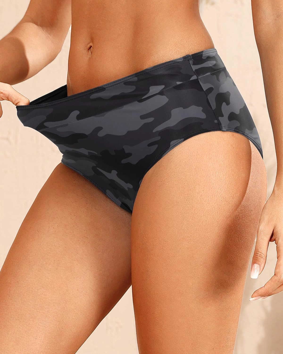 Tempt Me Women Mid Waist Bikini Bottoms - Full Coverage Bathing Suit Swim Bottom Swimsuit Swimwear