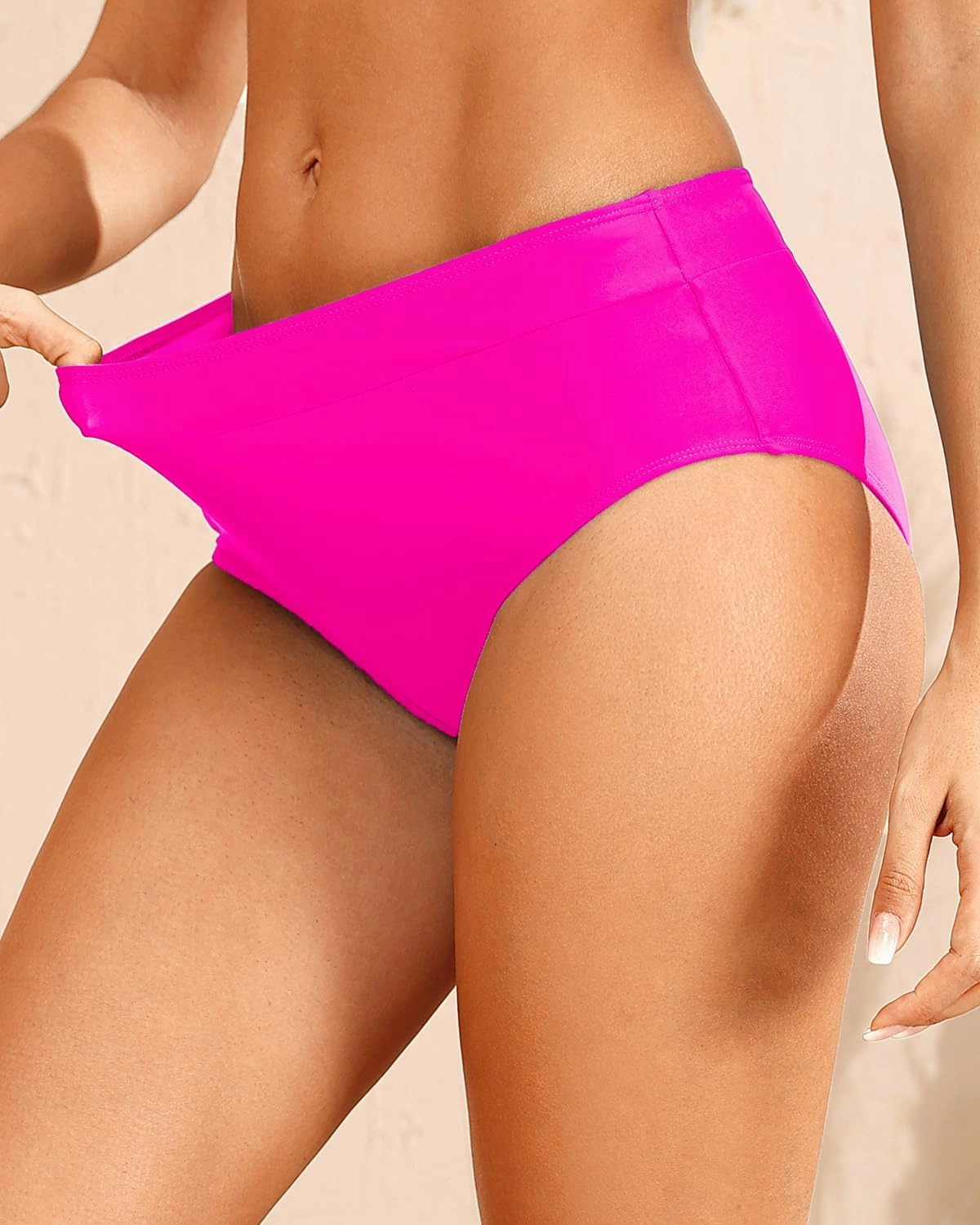 Tempt Me Women Mid Waist Bikini Bottoms - Full Coverage Bathing Suit Swim Bottom Swimsuit Swimwear