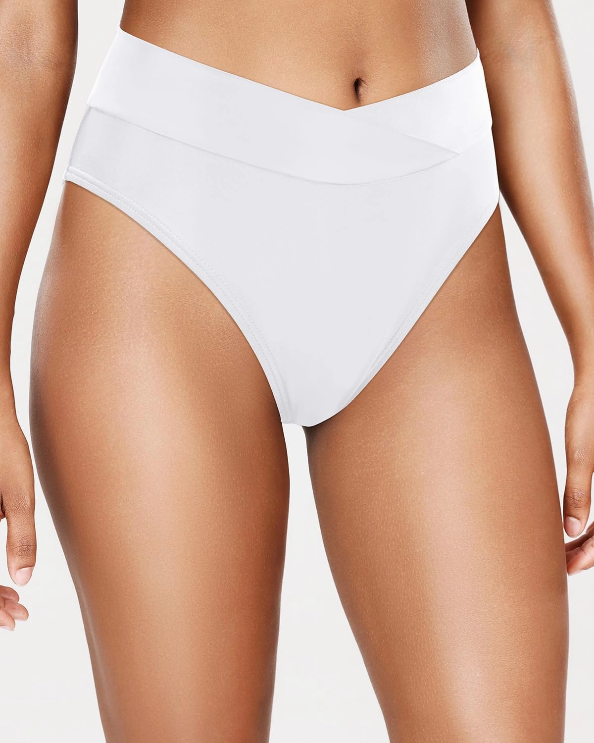 Tempt Me Women's High Waisted Bikini Bottom Crossover V Cut Bathing Suit Swim Bottom