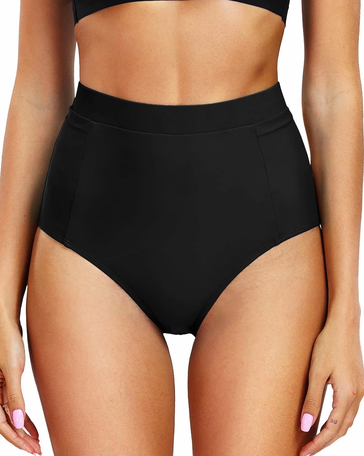 Tempt Me Women's High Waisted Bikini Bottom Full Coverage Tummy Control Swimsuit Bottom with Pockets
