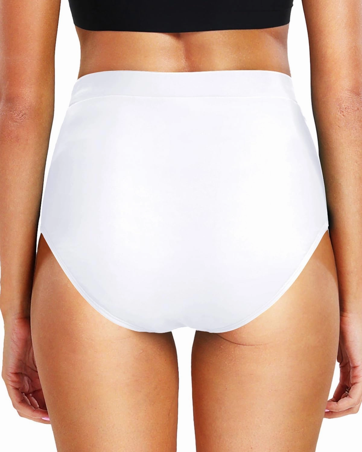 Tempt Me Women's High Waisted Bikini Bottom Full Coverage Tummy Control Swimsuit Bottom with Pockets