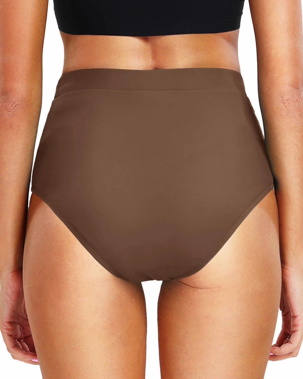 Tempt Me Women's High Waisted Bikini Bottom Full Coverage Tummy Control Swimsuit Bottom with Pockets