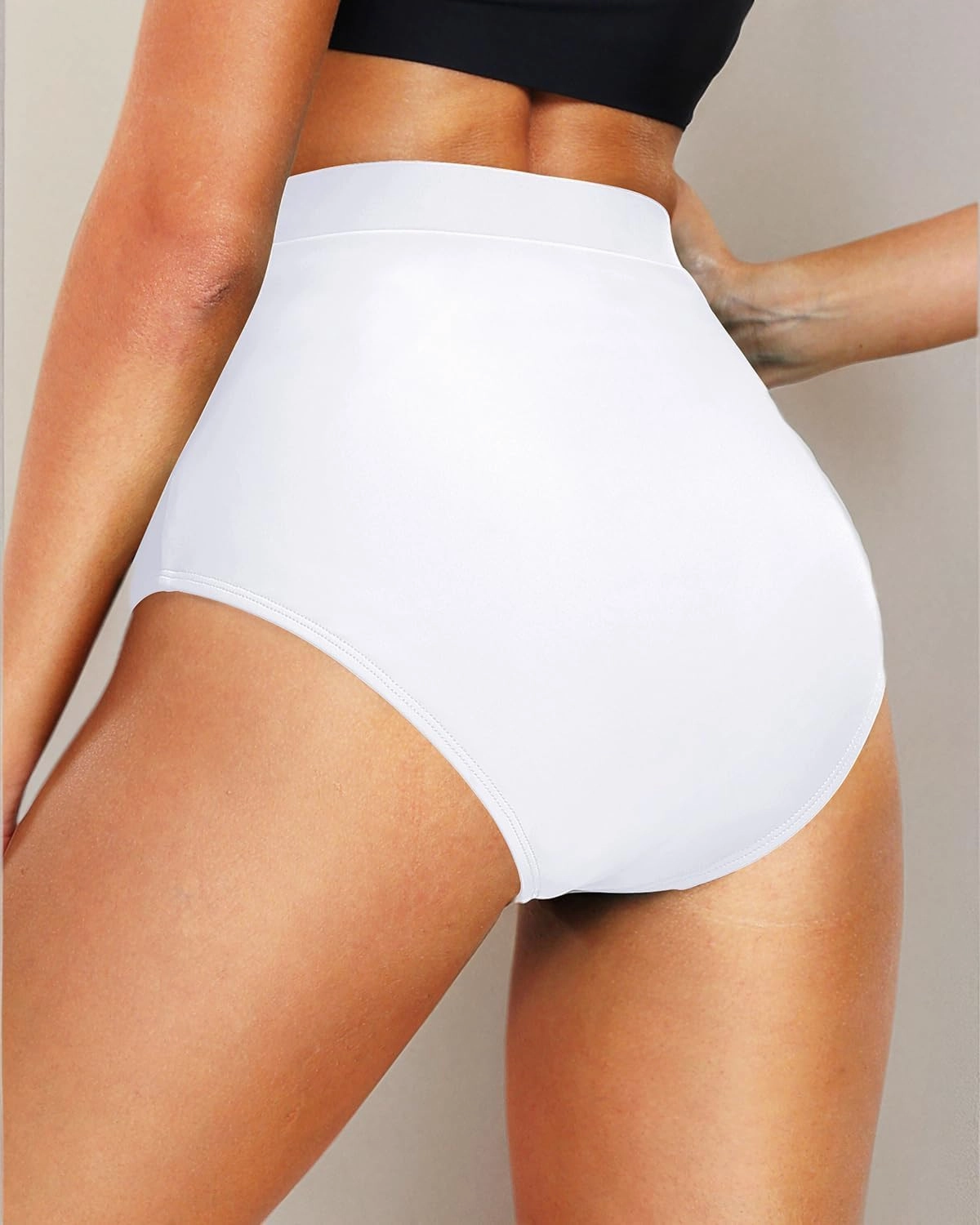 Tempt Me Women's High Waisted Bikini Bottom Full Coverage Tummy Control Swimsuit Bottom with Pockets