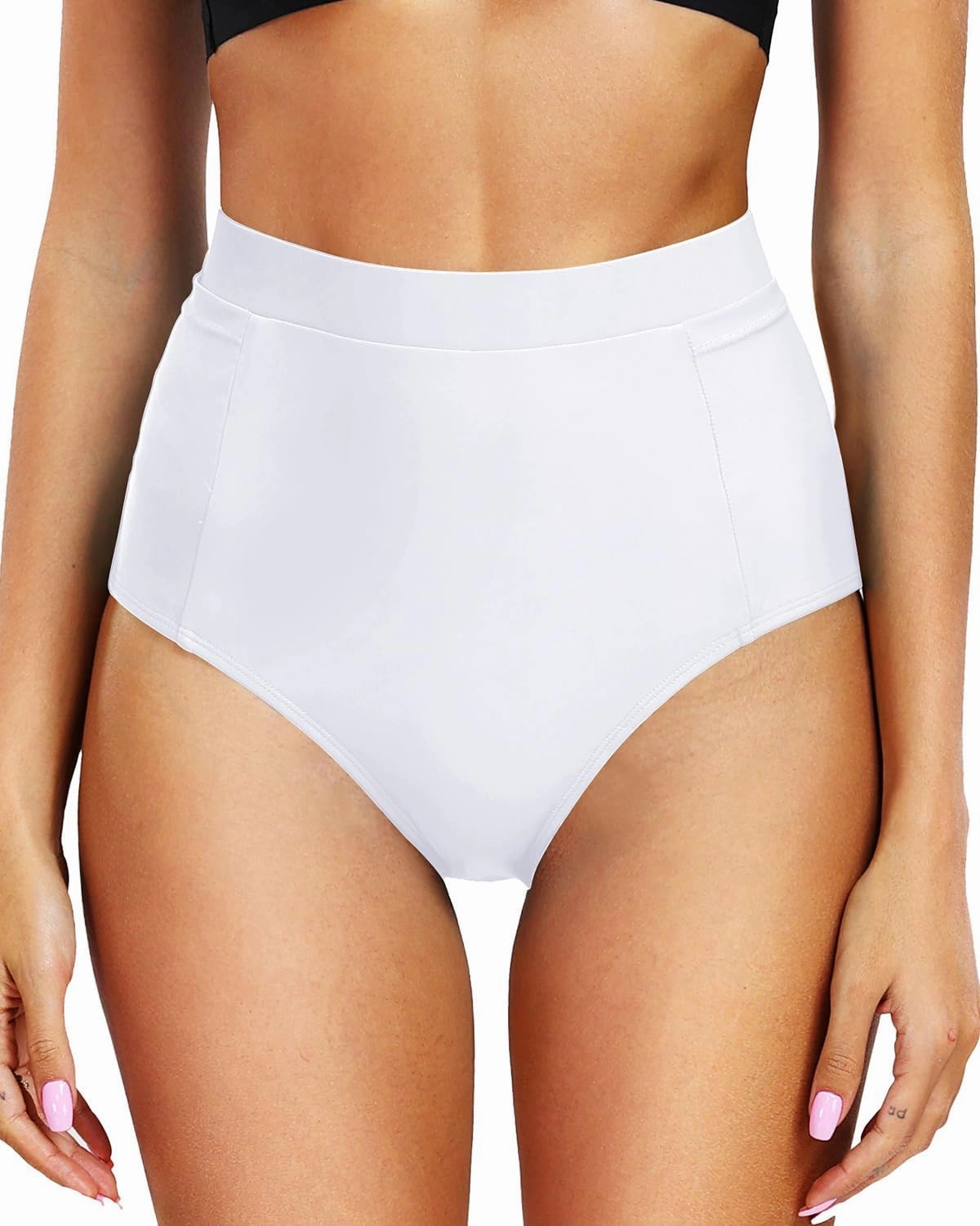 Tempt Me Women's High Waisted Bikini Bottom Full Coverage Tummy Control Swimsuit Bottom with Pockets