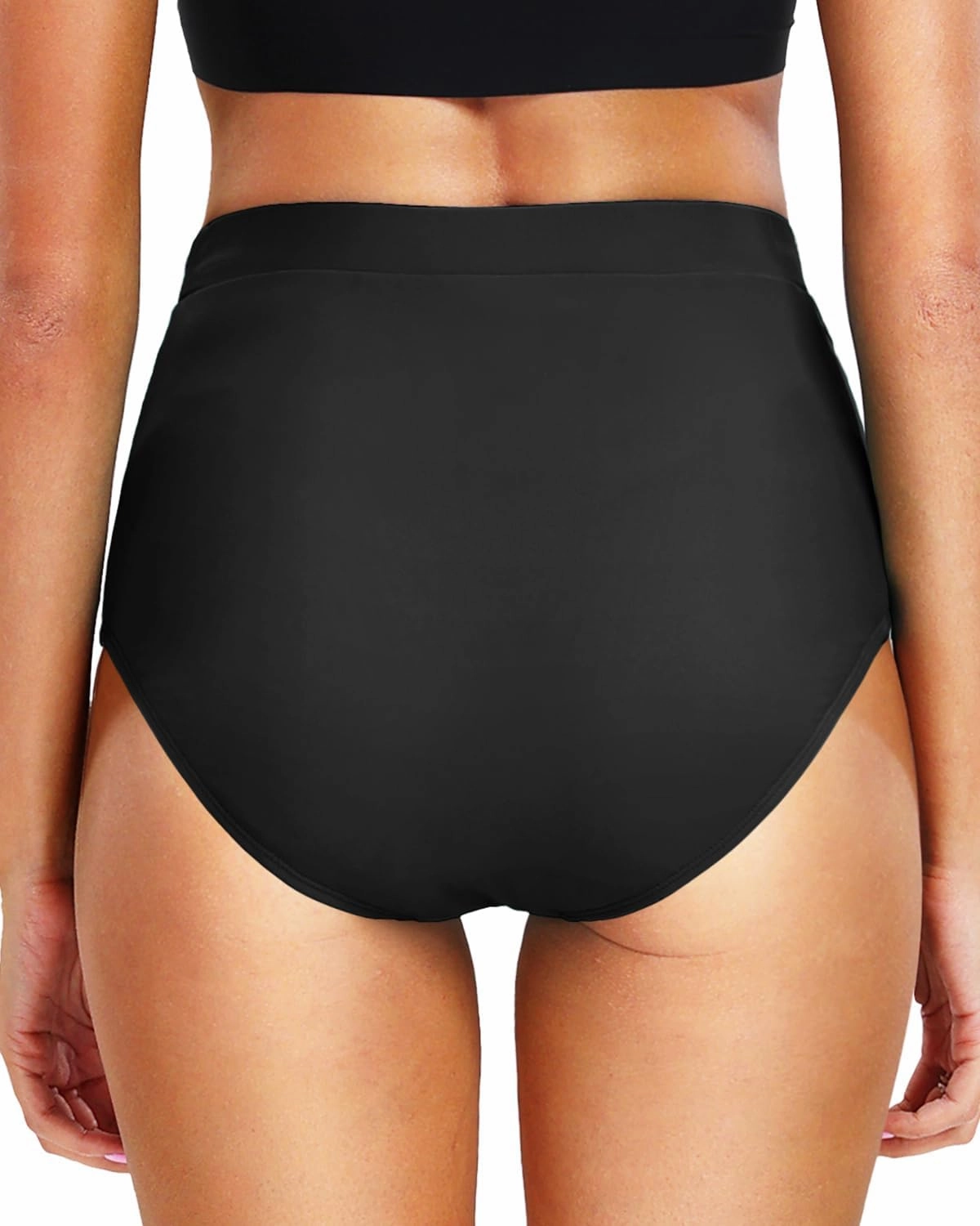 Tempt Me Women's High Waisted Bikini Bottom Full Coverage Tummy Control Swimsuit Bottom with Pockets