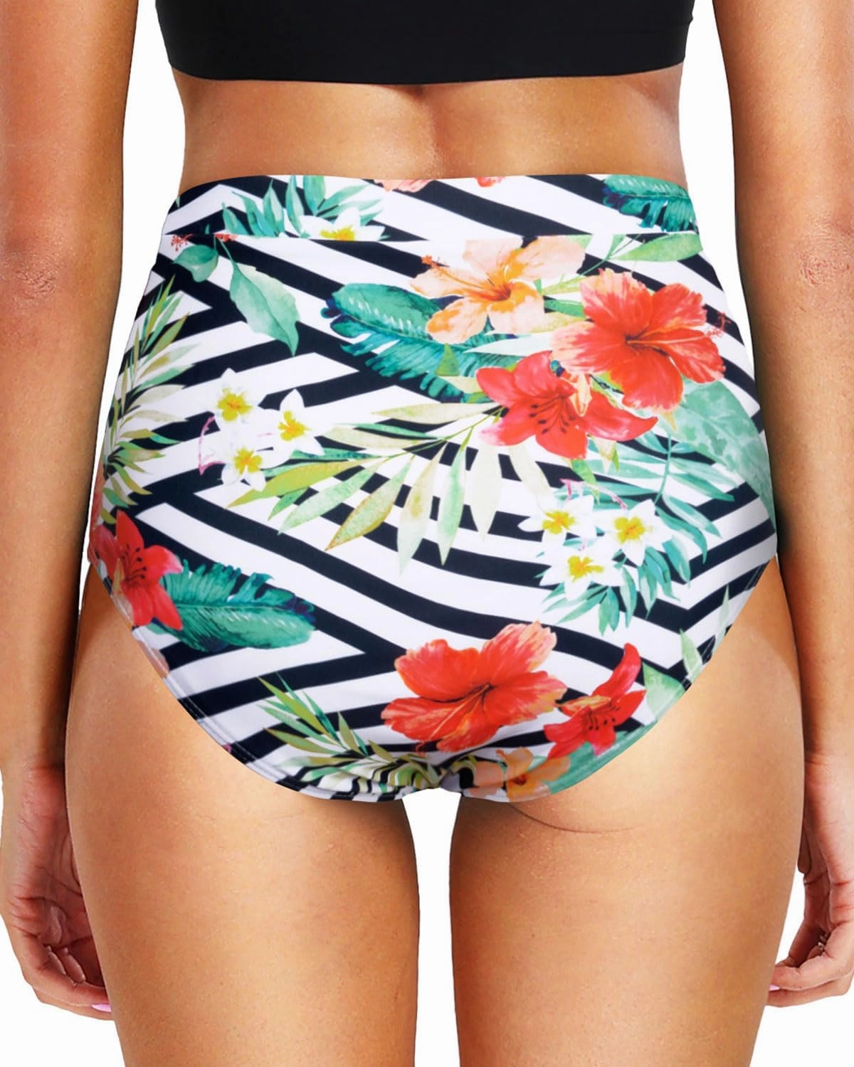 Tempt Me Women's High Waisted Bikini Bottom Full Coverage Tummy Control Swimsuit Bottom with Pockets