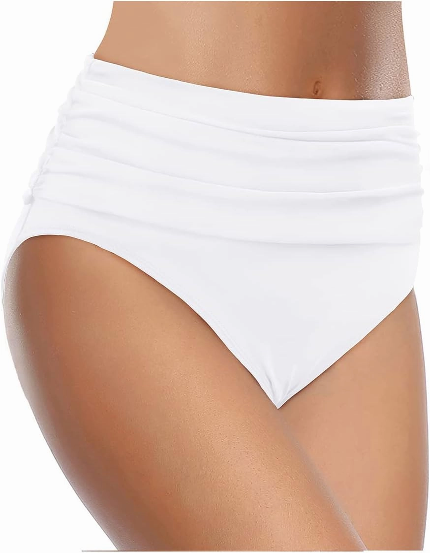 Tempt Me Women's High Waisted Bikini Bottom Tummy Control Ruched Bathing Suit Swim Bottom