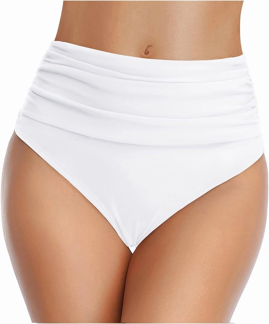 Tempt Me Women's High Waisted Bikini Bottom Tummy Control Ruched Bathing Suit Swim Bottom