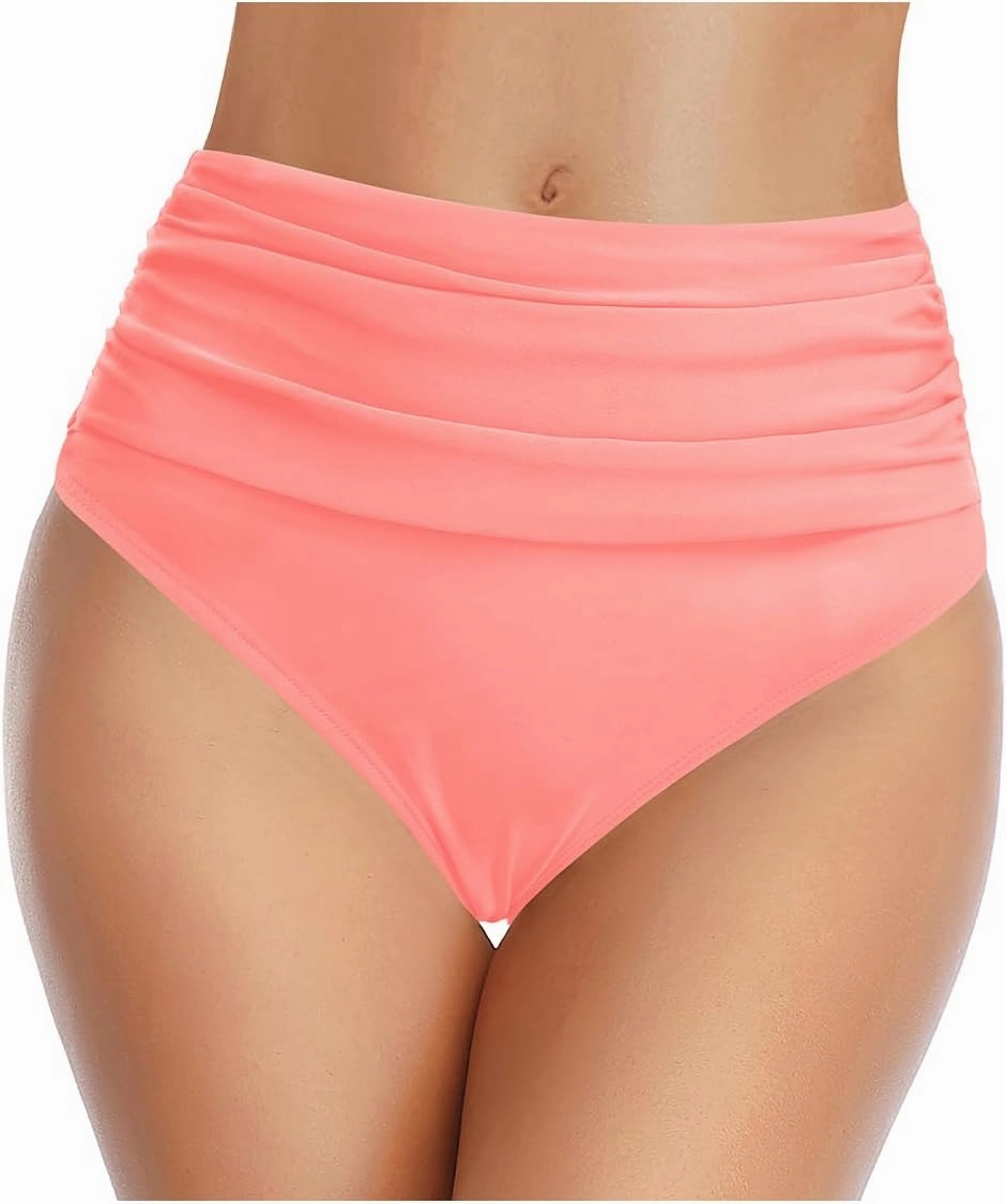 Tempt Me Women's High Waisted Bikini Bottom Tummy Control Ruched Bathing Suit Swim Bottom