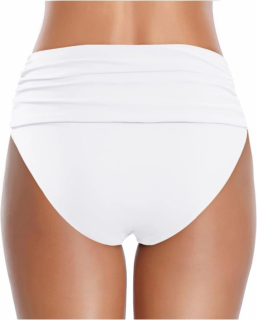 Tempt Me Women's High Waisted Bikini Bottom Tummy Control Ruched Bathing Suit Swim Bottom