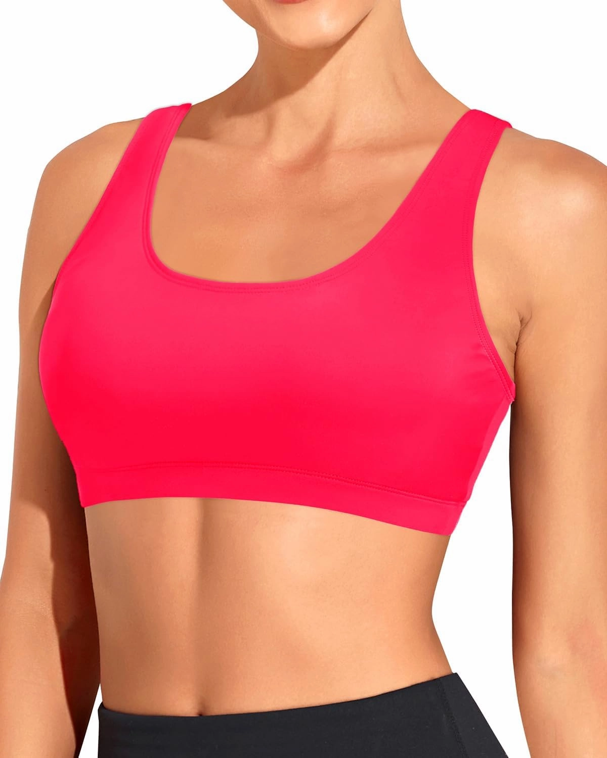 Tempt Me Women Sports Bra Bikini Top Push Up Scoop Neck Bathing Suits Top for Teen Girls