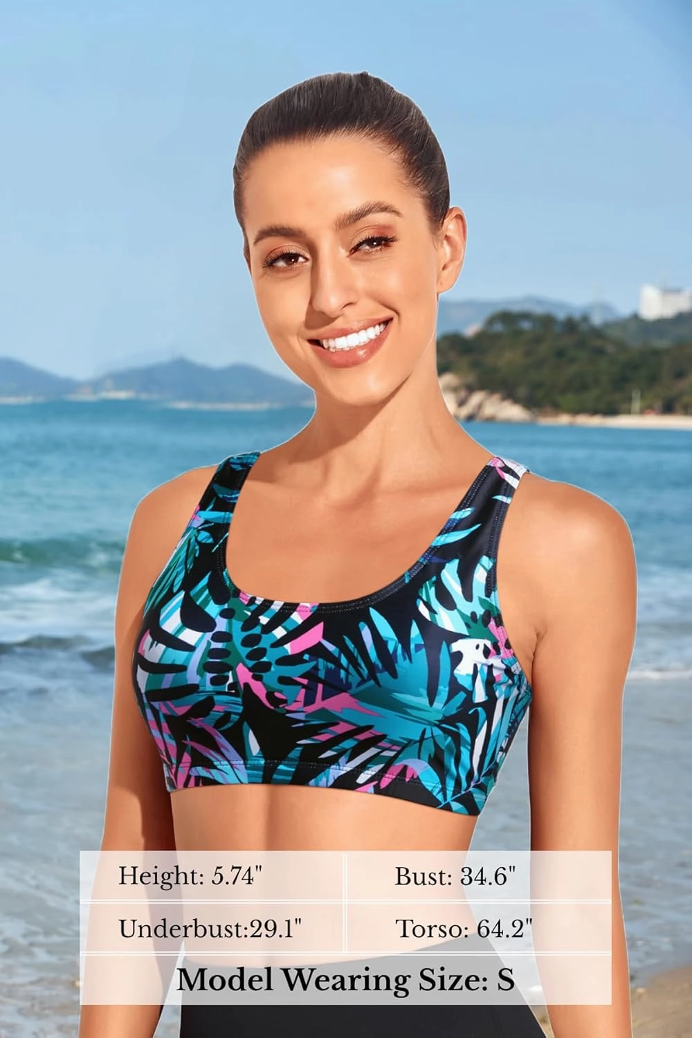 Tempt Me Women Sports Bra Bikini Top Push Up Scoop Neck Bathing Suits Top for Teen Girls