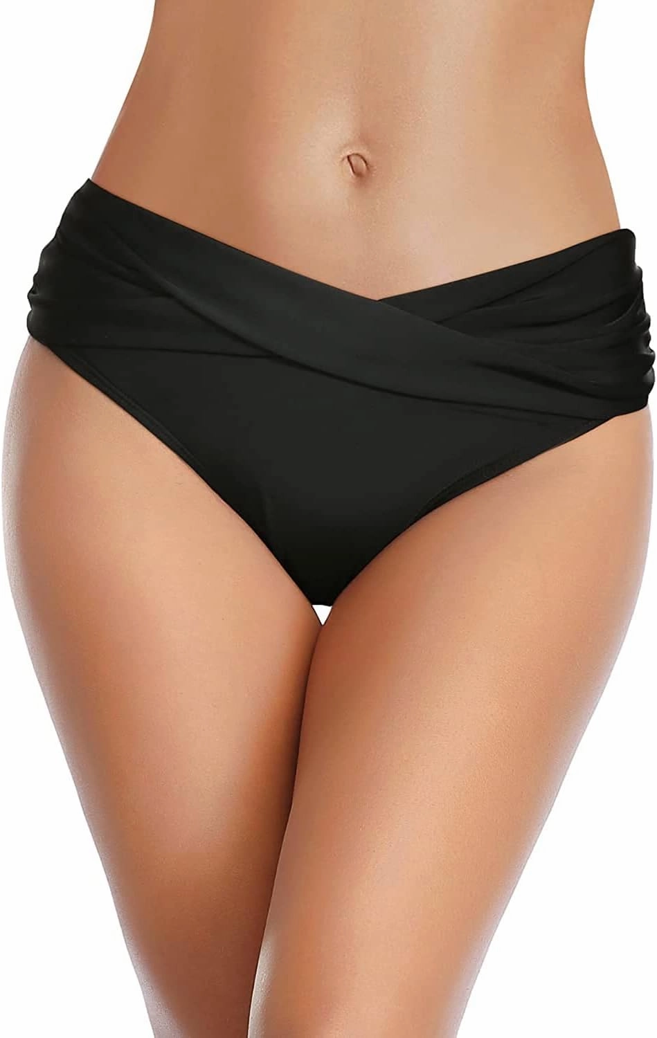 Tempt Me Women Twist Bikini Bottom Moderate High Cut Bathing Suit Bottoms Ruched Swimsuit Bottom
