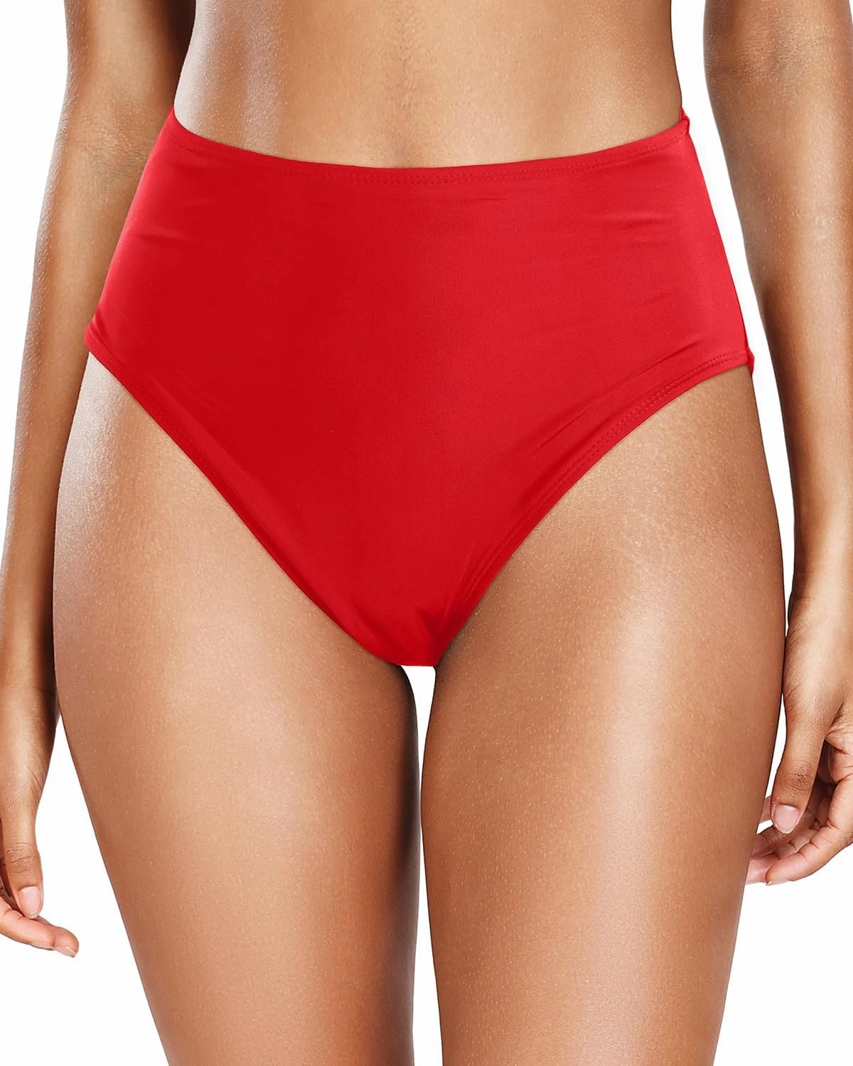 Tempt Me Womens High Cut High Waisted Bikini Bottoms Tummy Control Bathing Suit Bottoms Swim Bottom Swimsuit Bottom