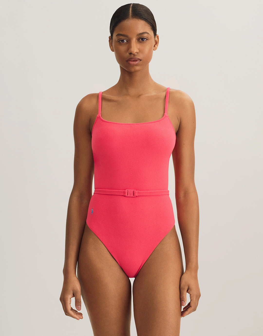 Terry Belted Kennedy Swimsuit - Coral
