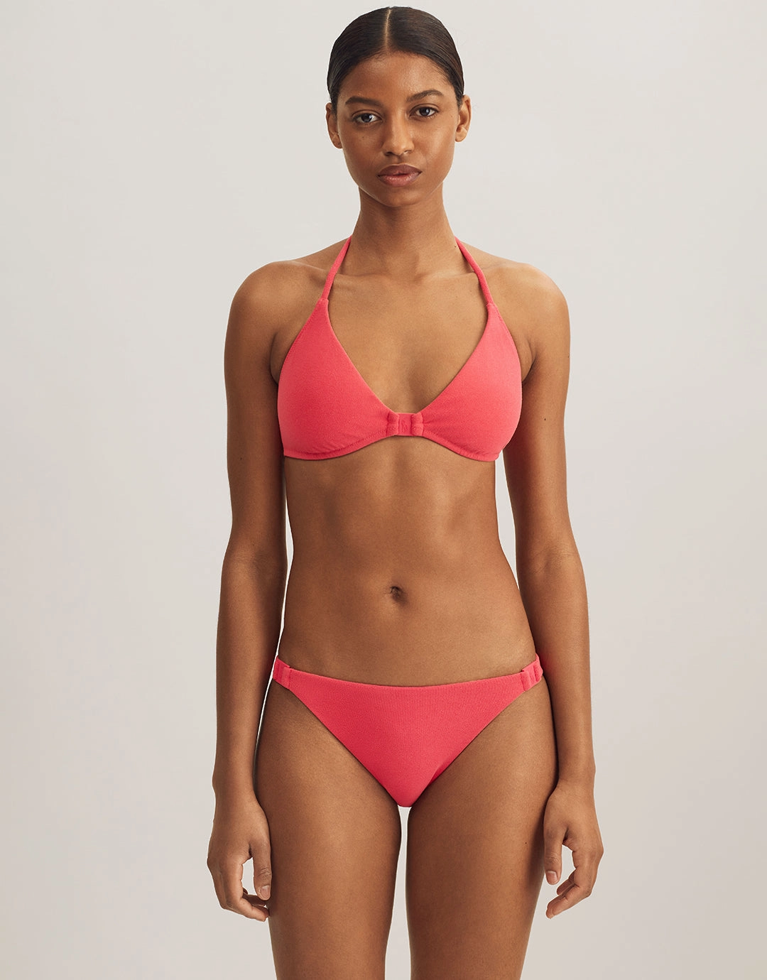 Terry Logo Trim Devin Hipster Bikini Pant - Coral