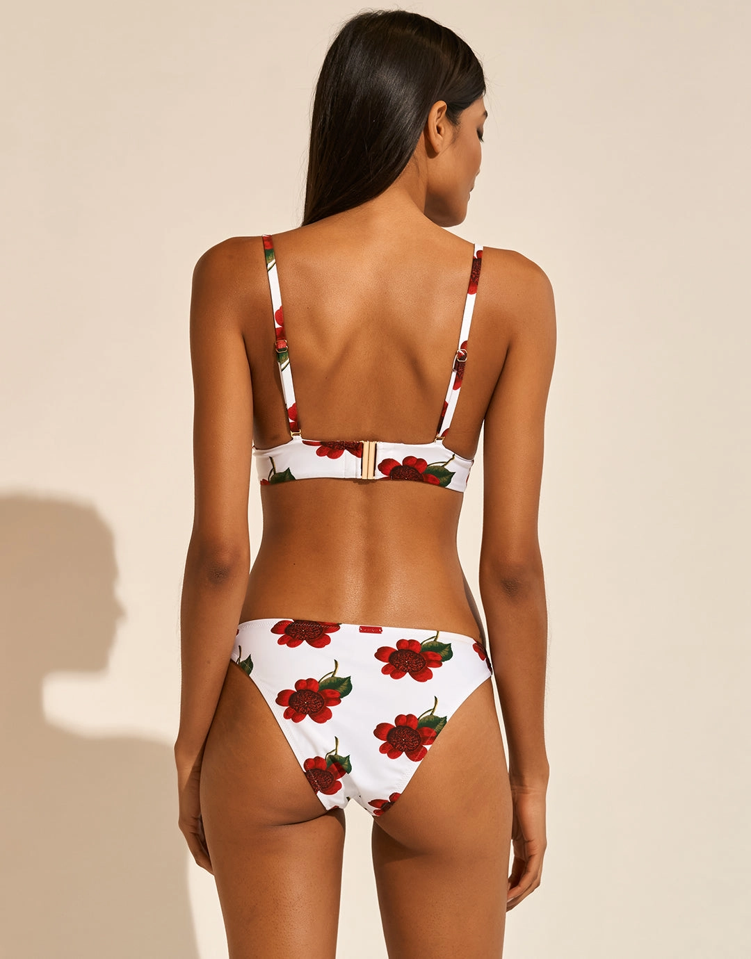 The Bloom Ring Side Bikini Pant - White Red