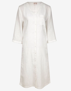 The White Collection Midi Beach Shirt - Natural White