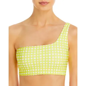 Theo Womens Gingham One Shoulder Bikini Swim Top