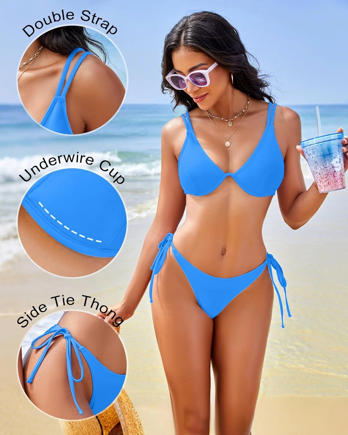 Thong Bikini Sets Women Underwire Two Piece Swimsuit Teens Bathing Suit Triangle Bikini Top Modest Swim Suits 2025