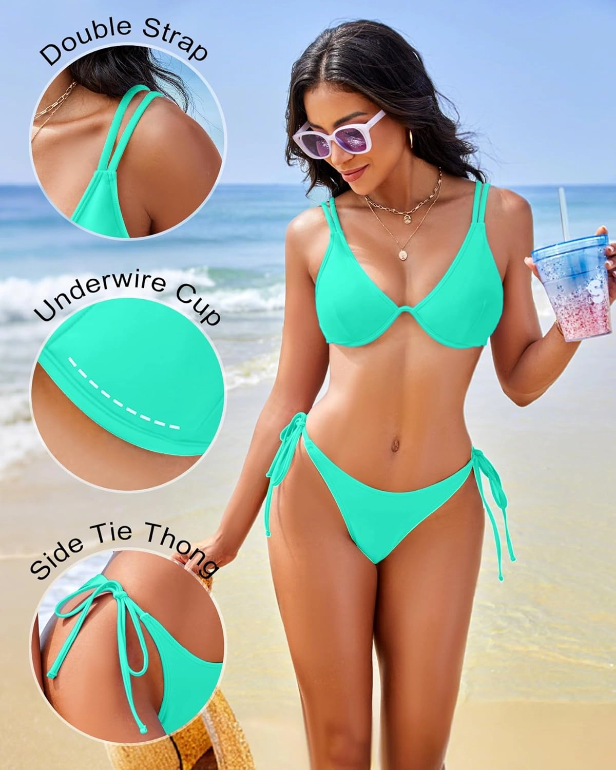 Thong Bikini Sets Women Underwire Two Piece Swimsuit Teens Bathing Suit Triangle Bikini Top Modest Swim Suits 2025