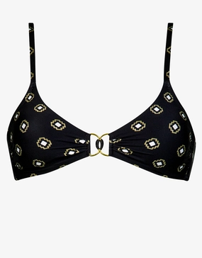 Tiles Craft Bralette Bikini Top - Black Neutrals