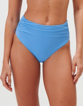 Timeless Ruched High Waist Bikini Pant - Cerulean