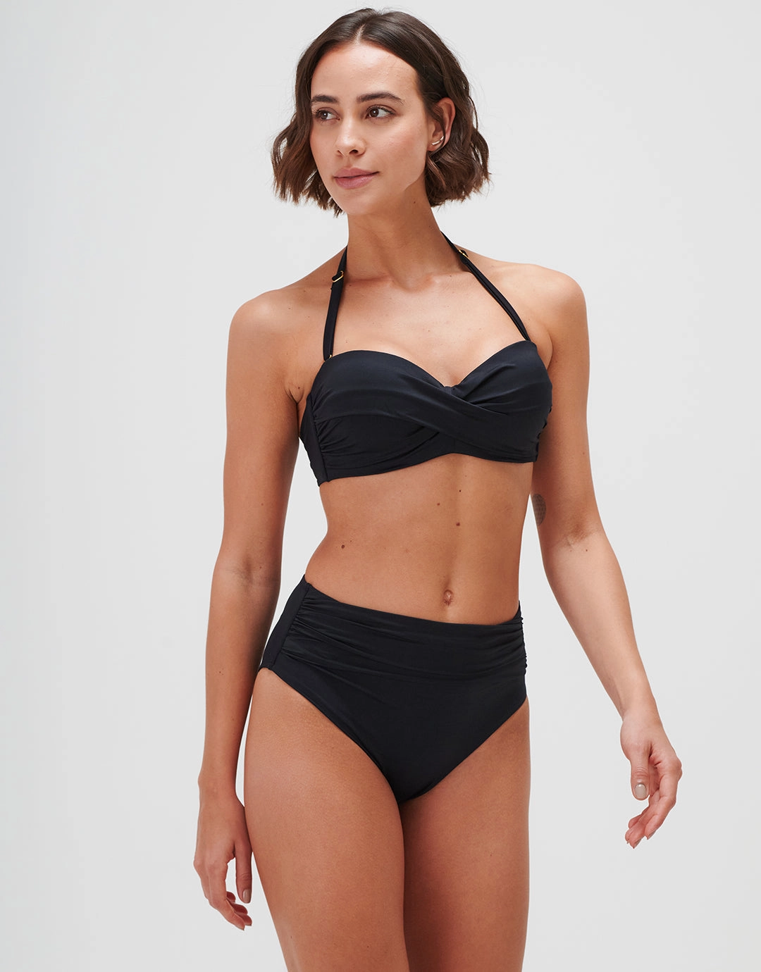 Timeless Ruched High Waist Bikini Pant - Jet