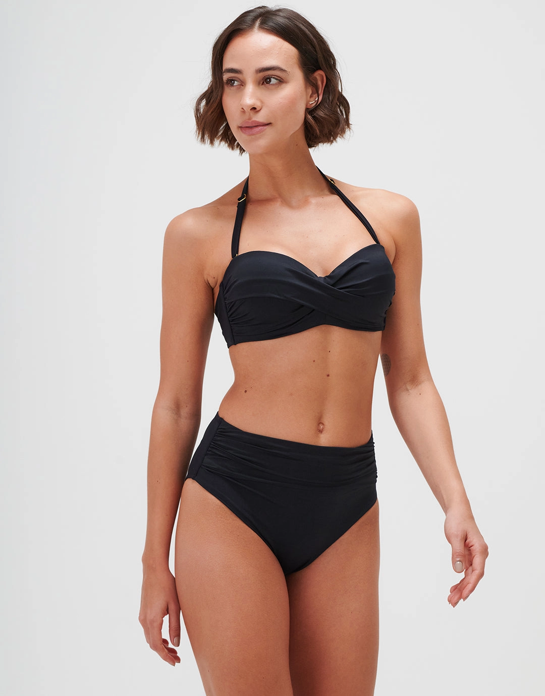 Timeless Ruched High Waist Bikini Pant - Jet