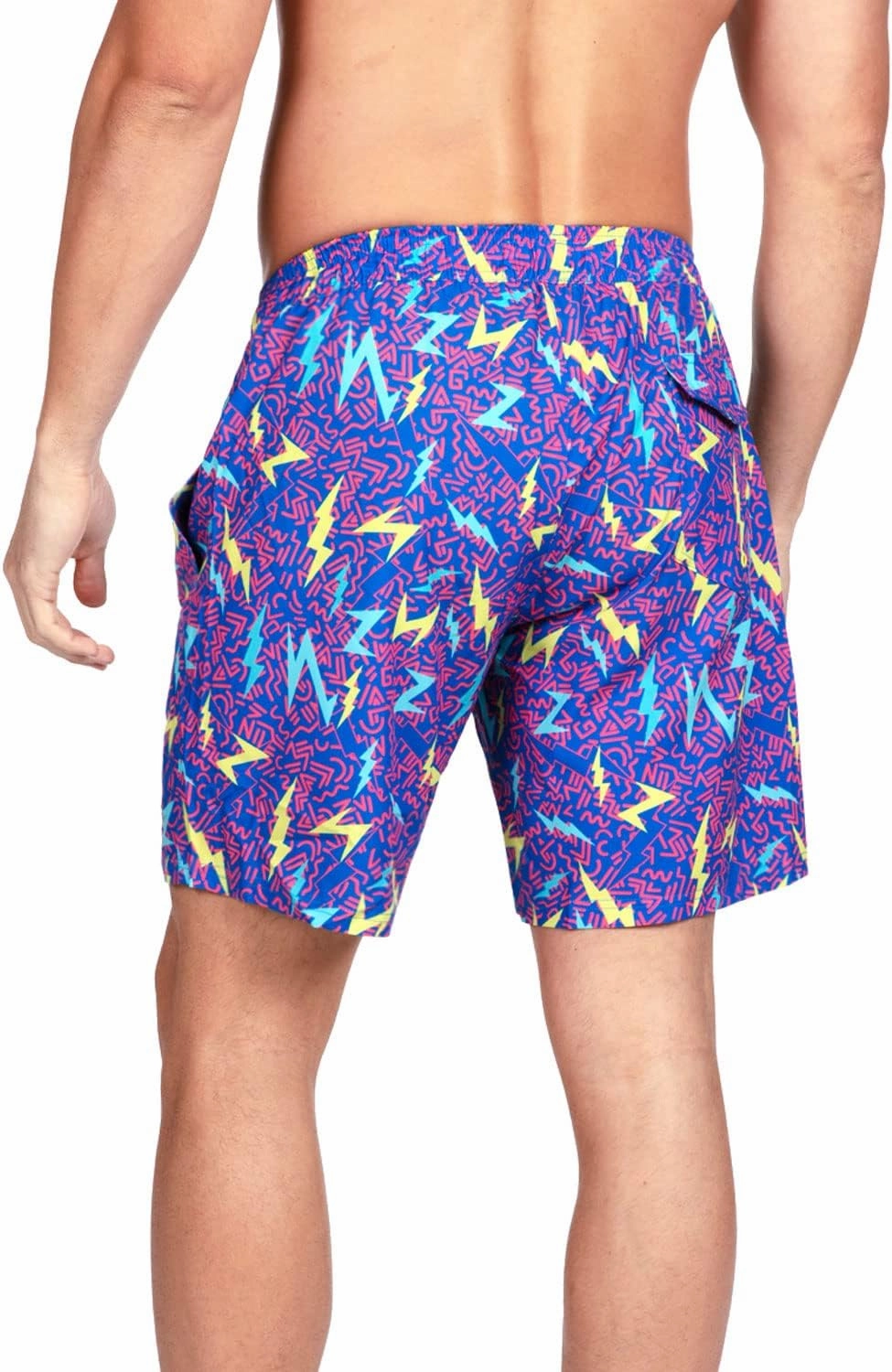 Tipsy Elves Men's Stretch Swim Trunks 7 Inch Inseam 4-Way Stretch with Mesh Liner - Quick-Dry Funny Swimwear Bathing Suit