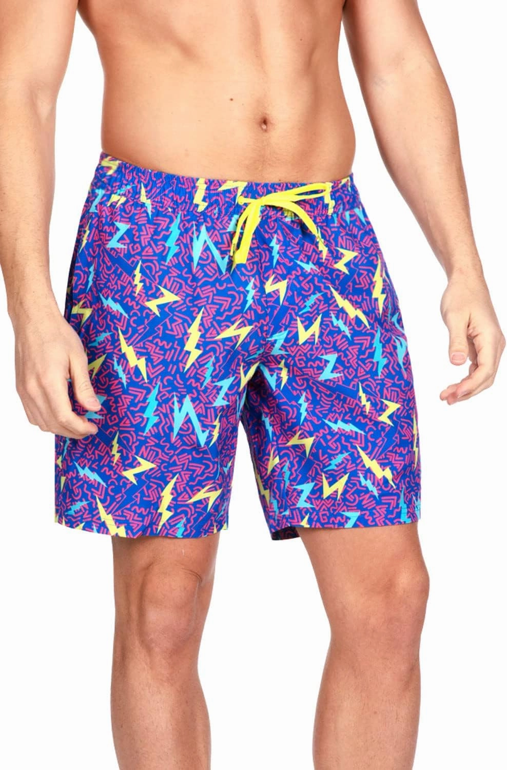 Tipsy Elves Men's Stretch Swim Trunks 7 Inch Inseam 4-Way Stretch with Mesh Liner - Quick-Dry Funny Swimwear Bathing Suit