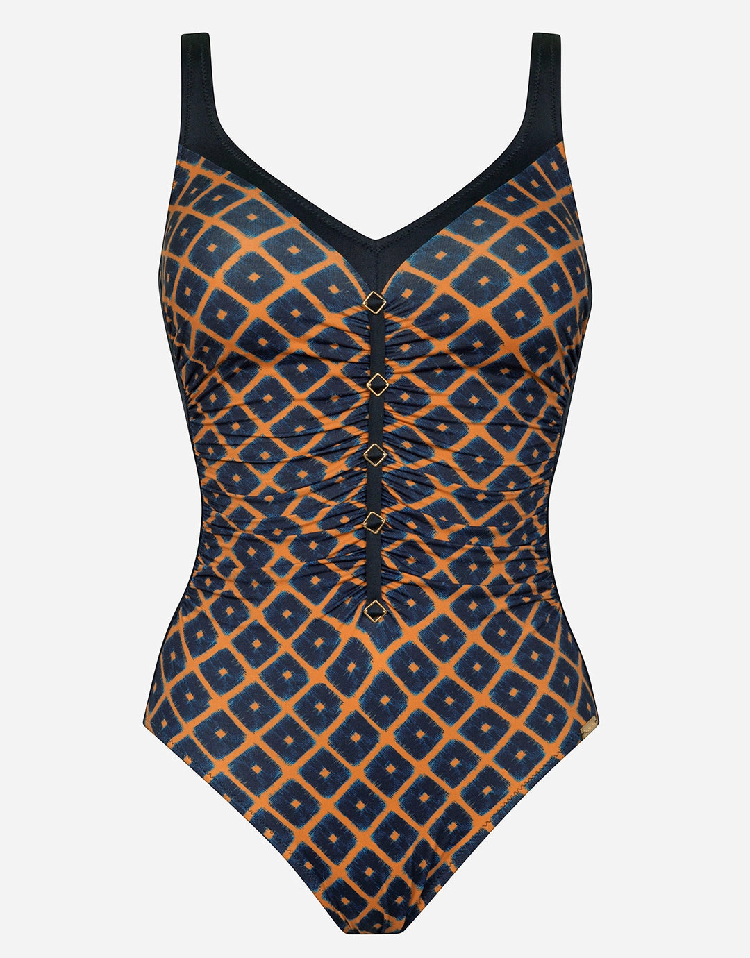 Tobacco Fields Detail Front Swimsuit - Tabac Black
