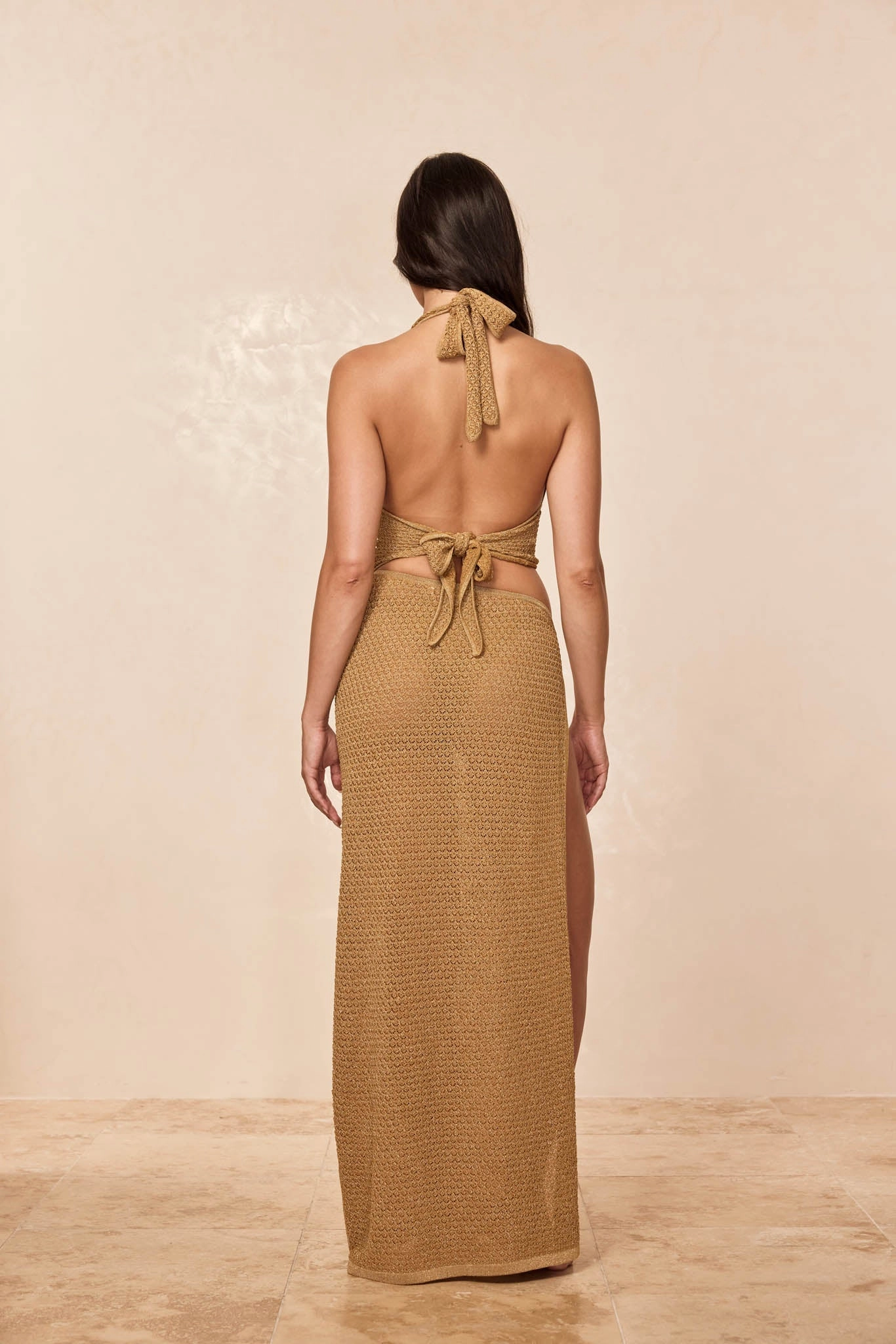Toulon Top Lined - Antique Gold Lace Crochet