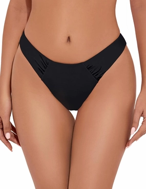Tournesol Women's Bikini Bottoms Cheeky Low Rise Bathing Suit Bottoms High Cut Ruched Swimsuit Briefs
